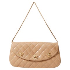 Chanel Beige Creme Dreifach CC Turnlock Umhängetasche mit umwandelbarer Klappe