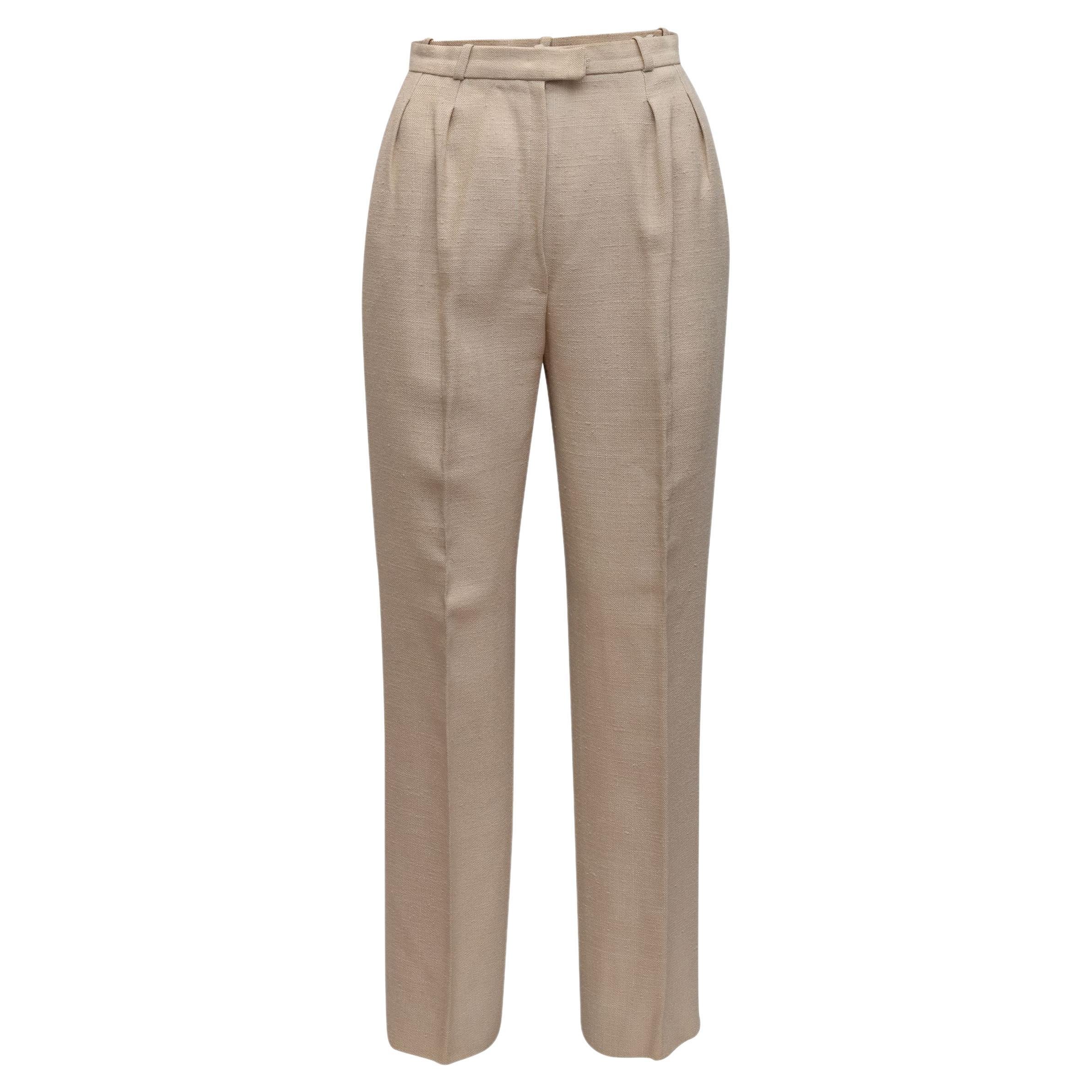 Chanel Beige Creations Pleated Trousers