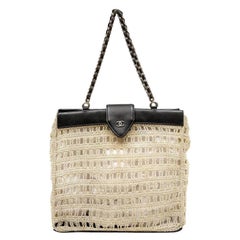 Chanel Beige Crocheted Vintage Tote Bag