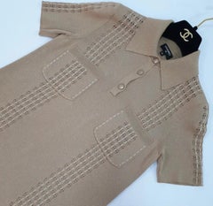Chanel Beige Cuba Short Sleeve Cotton Knitted Dress