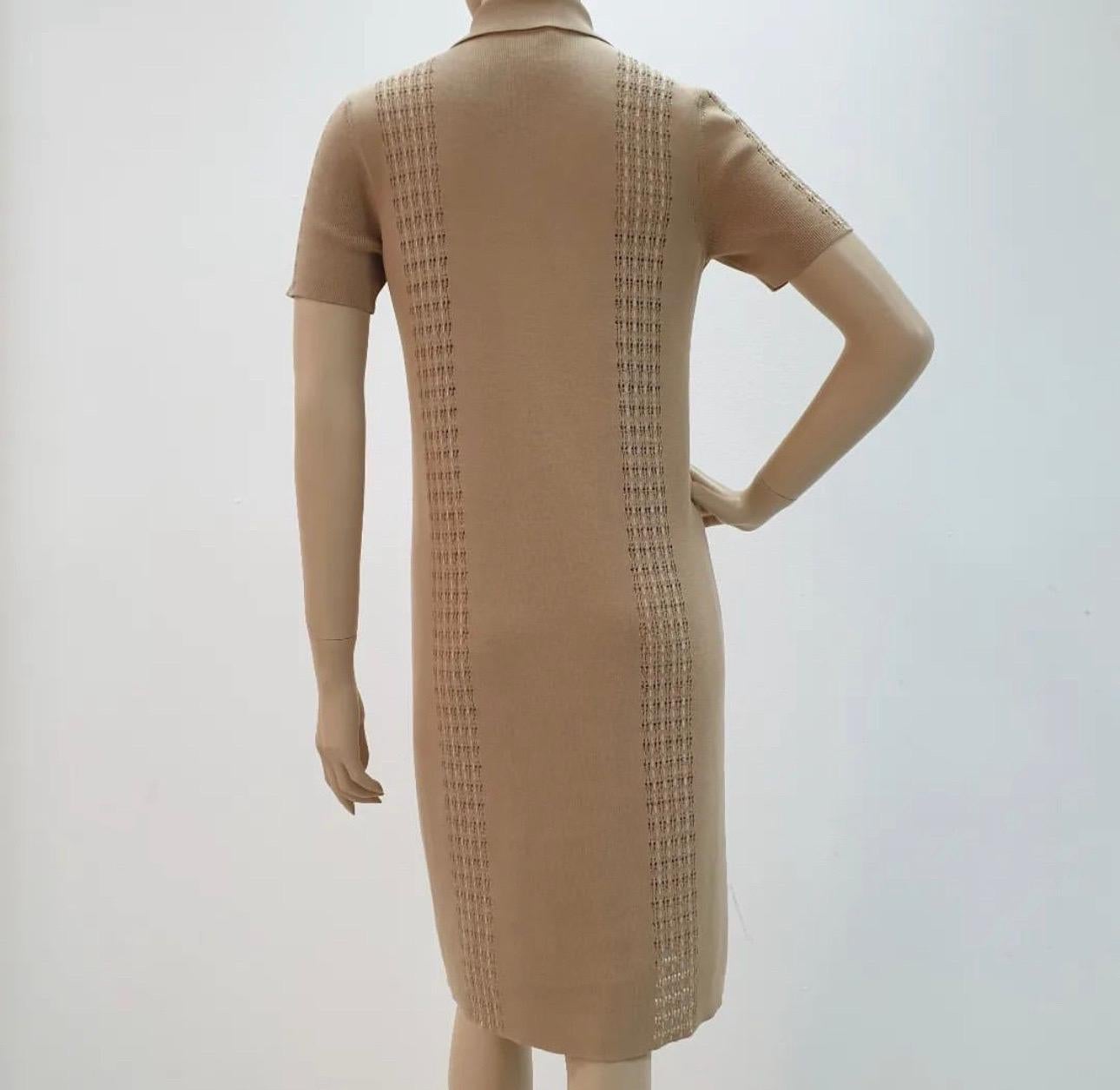 Chanel Beige Cuba Short Sleeve Cotton Knitted Dress 1