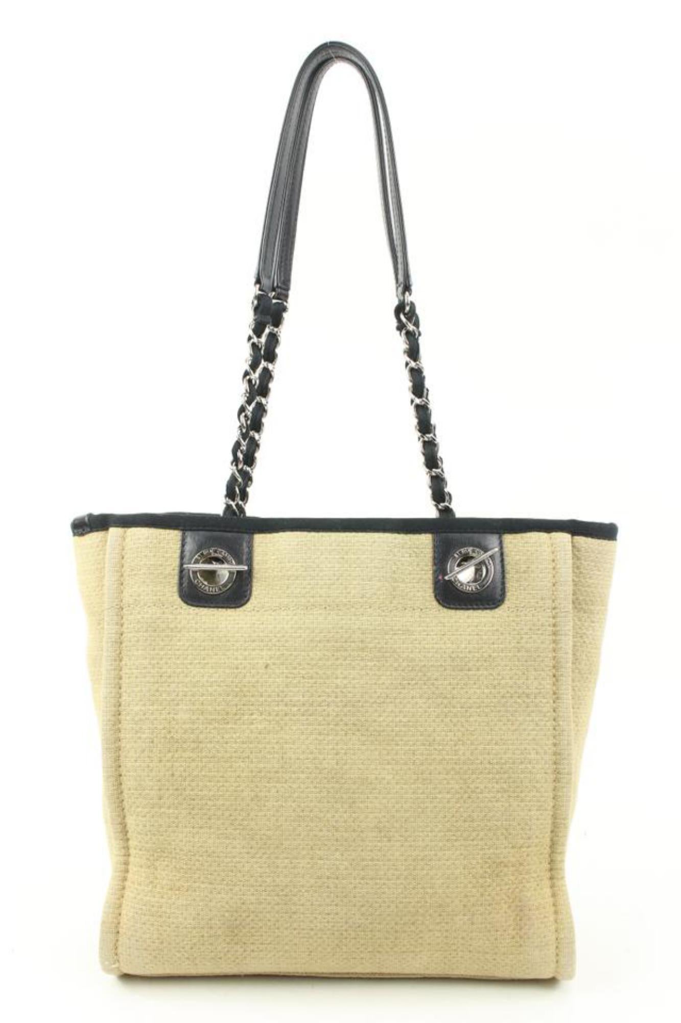 Chanel Beige Deauville PM Chain Tote Bag 51c128s 4