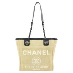 Used Chanel Beige Deauville PM Chain Tote Bag 51c128s