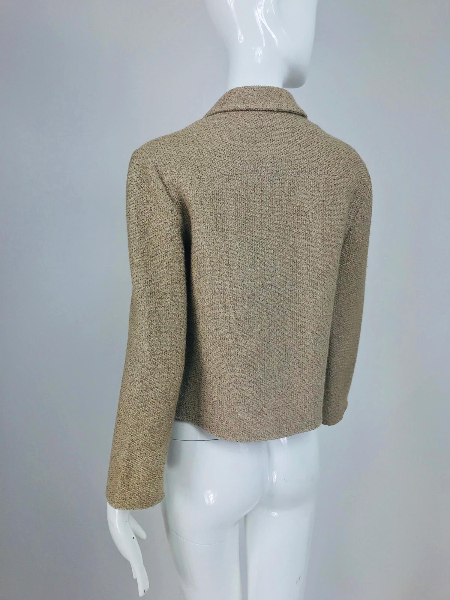Chanel Beige Giacca sfoderata con gancio a doppia tasca 02A in vendita 1