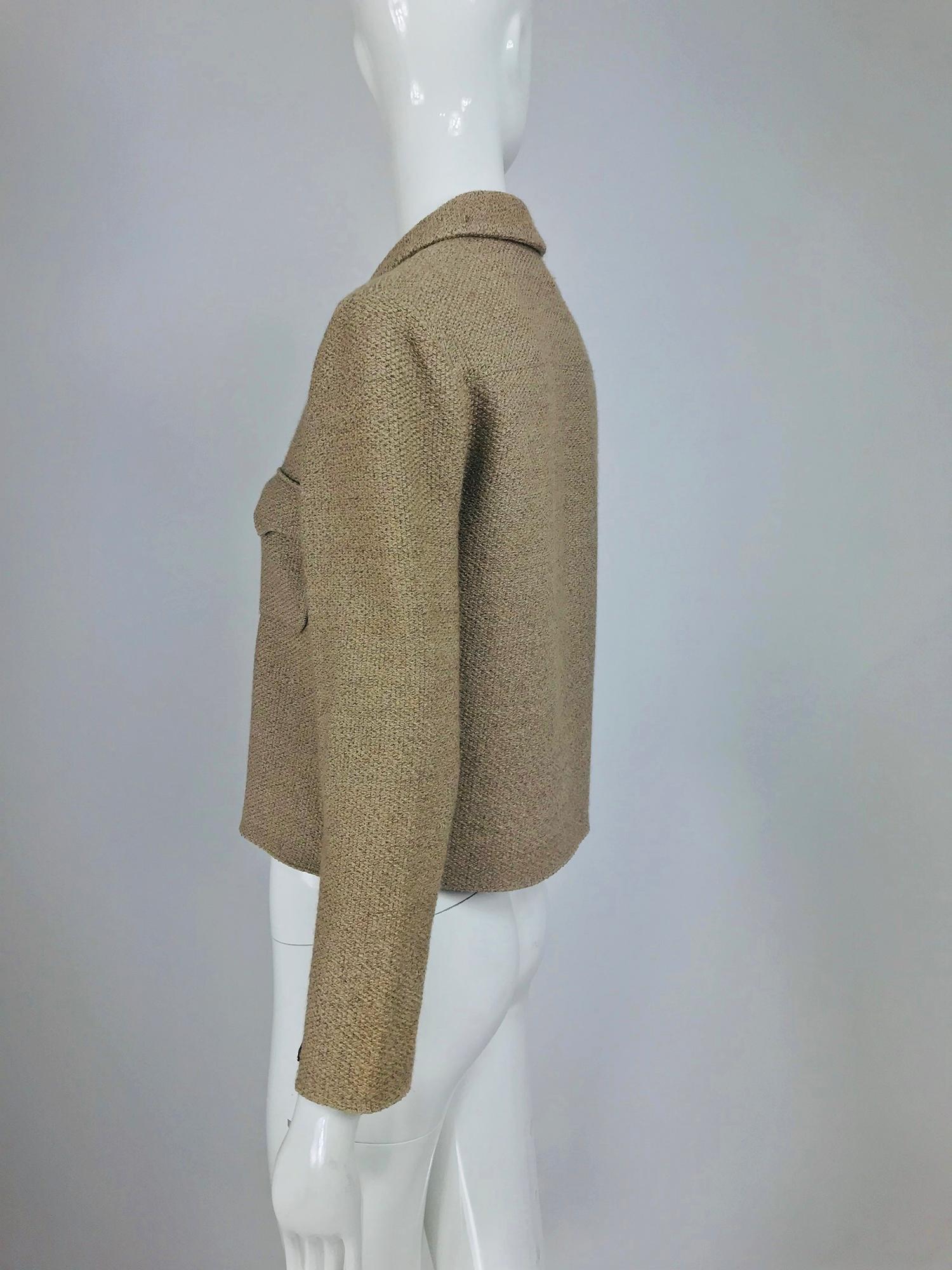 Chanel Beige Double Pocket Hook Front Unlined Jacket 02A For Sale 3