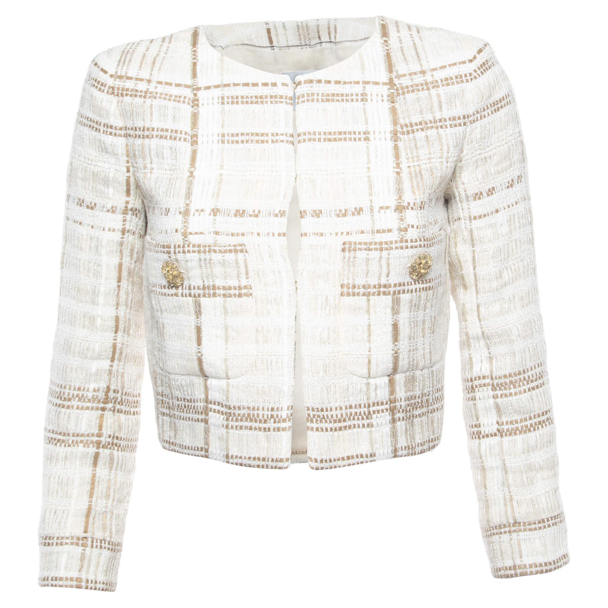 Chanel Beige/Ecru Tweed Jacket S For Sale