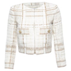 Chanel Beige/Ecru Tweed-Jacke S