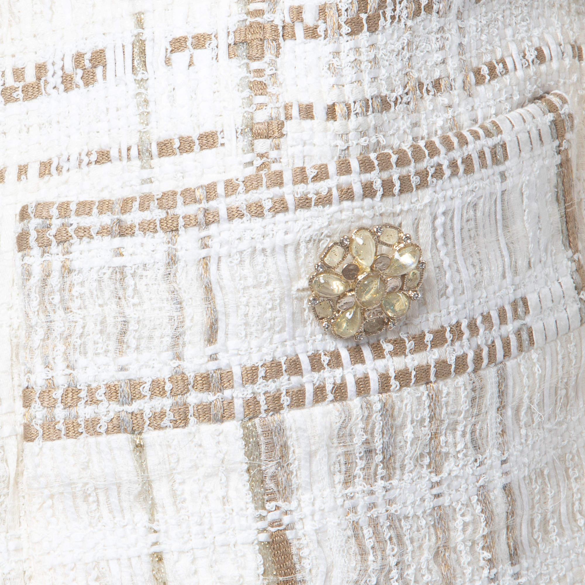 Chanel Chaqueta de tweed beige/crudo SChanel Chaqueta de tweed beige/crudo S 2