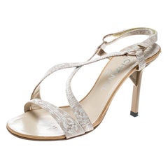 Chanel Beige Fabric CC Logo Slingback Sandals Size 37