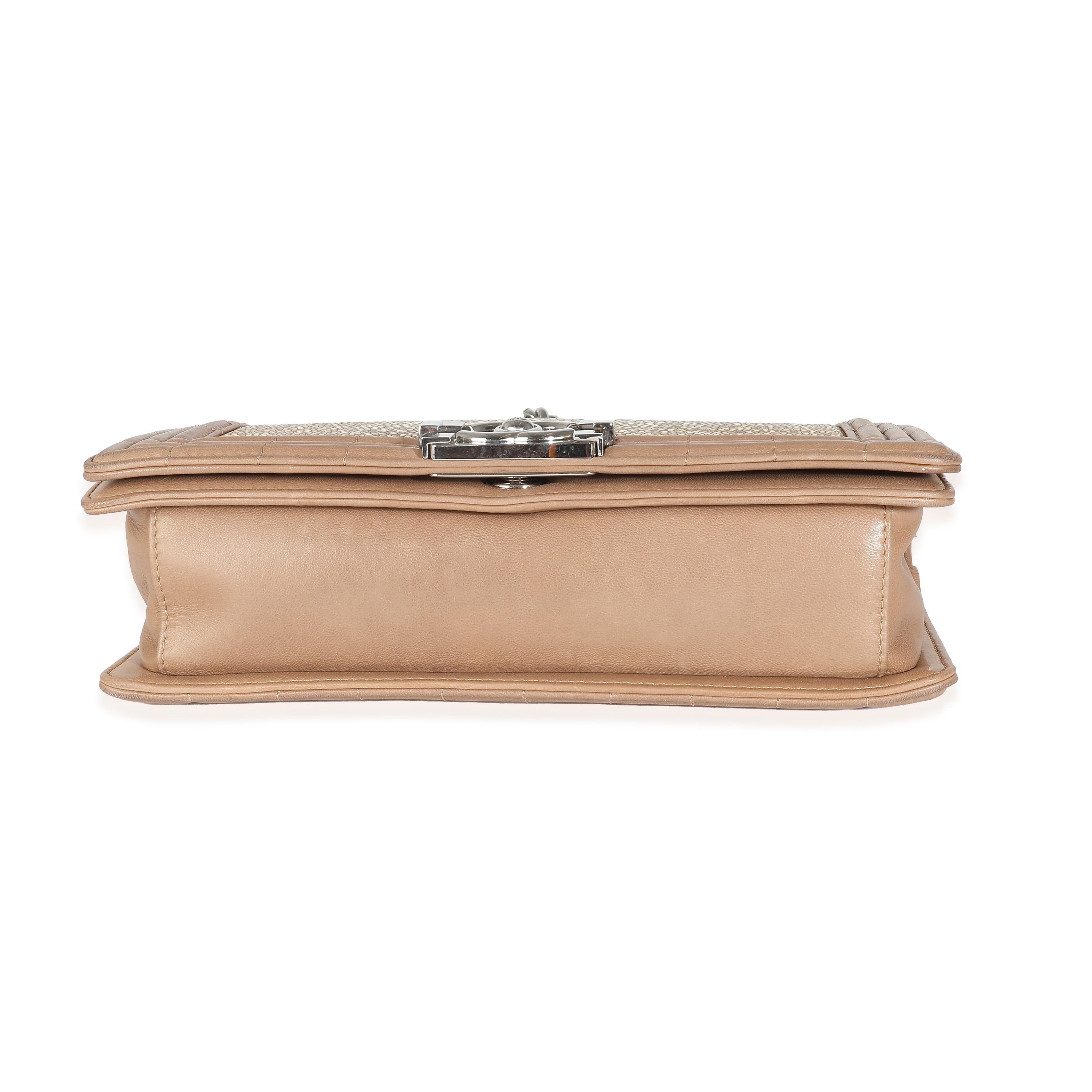 Chanel Beige Galuchat Stingray Lambskin Medium Boy Bag 1