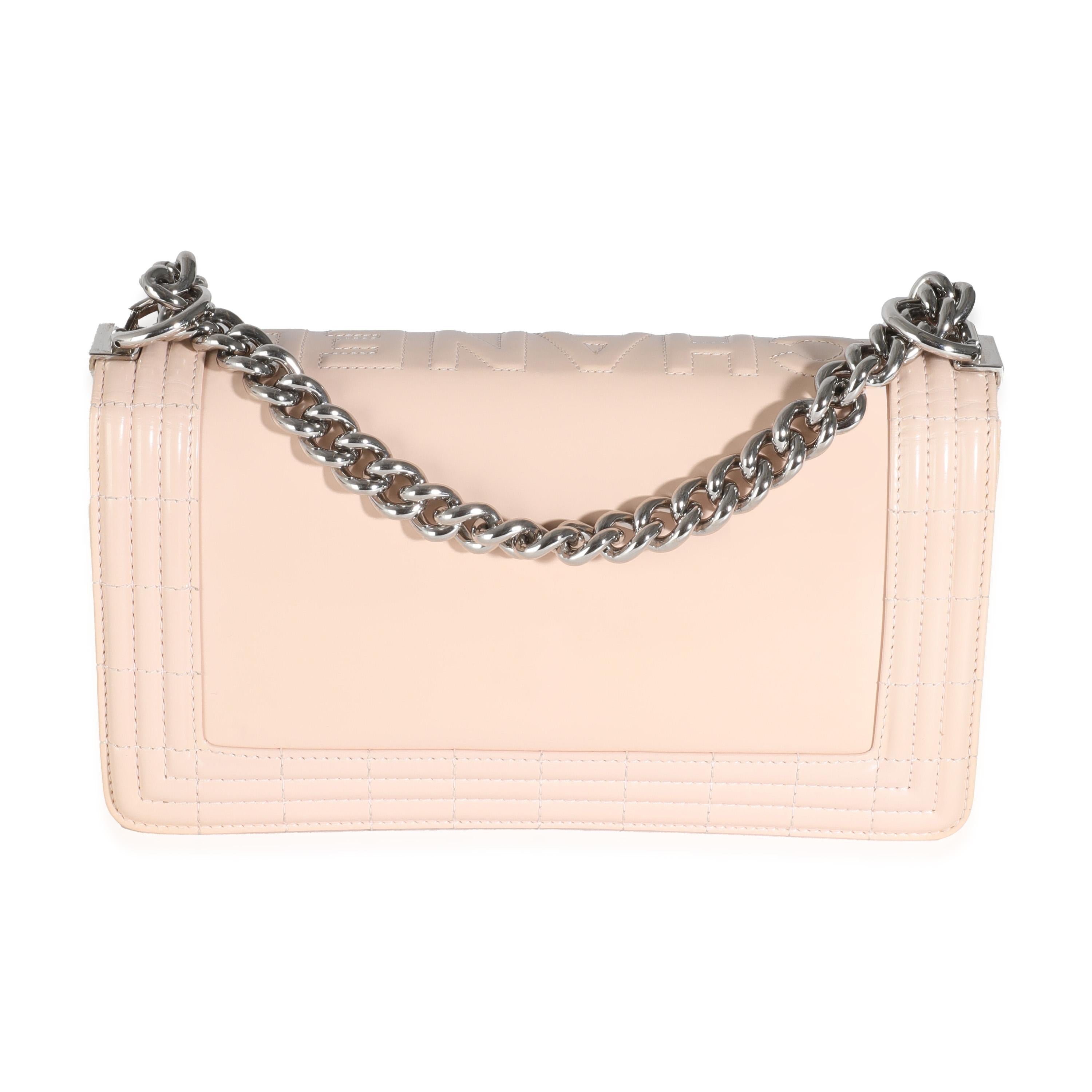 Listing Title: Chanel Beige Glazed Calfskin Old Medium Boy Bag
SKU: 143911
Condition: Pre-owned 
Condition Description: An instant classic, the Boy bag from Chanel was introduced in 2011. The quilted bag was designed by the late Karl Lagerfeld, who