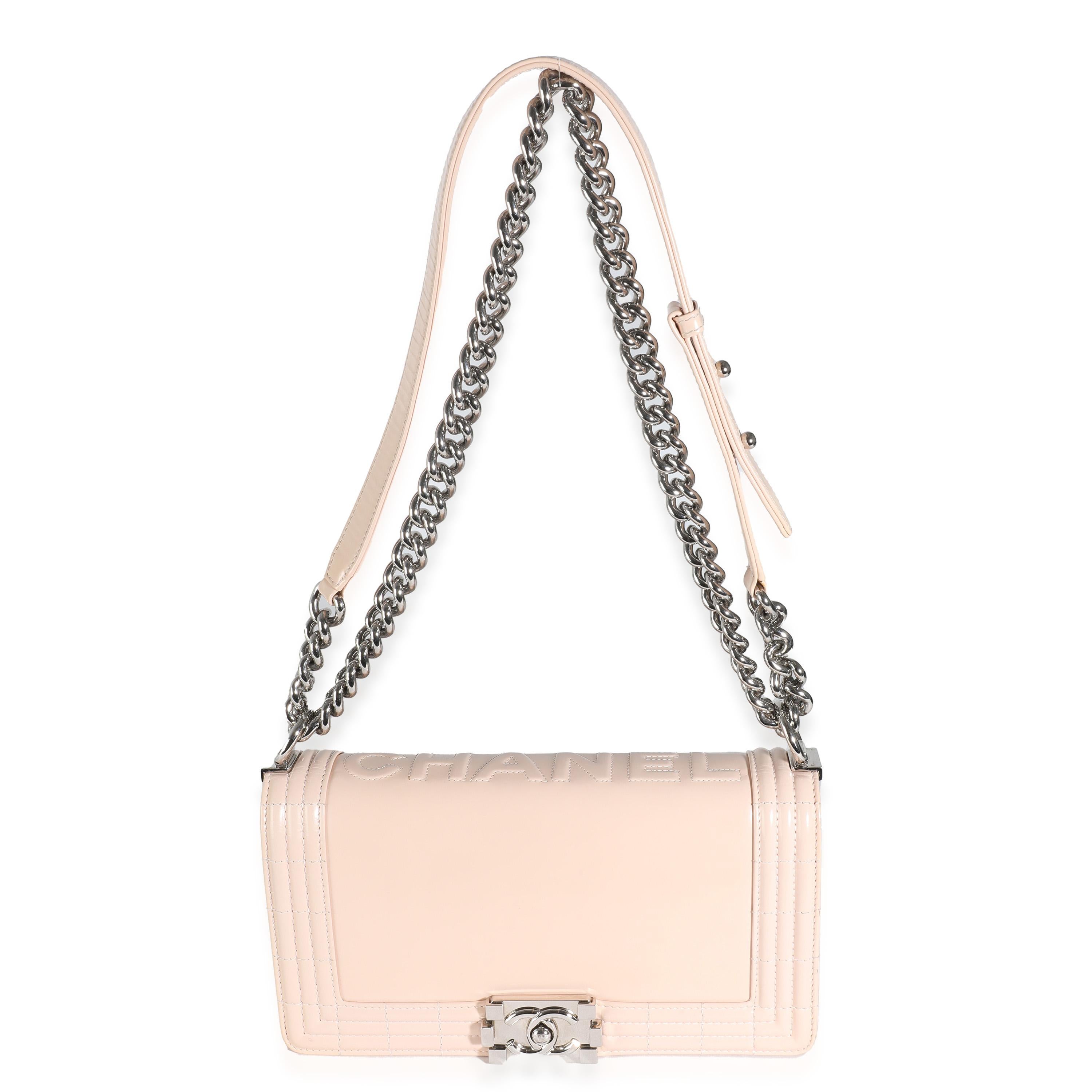 Chanel Beige Glazed Calfskin Old Medium Boy Bag For Sale 4