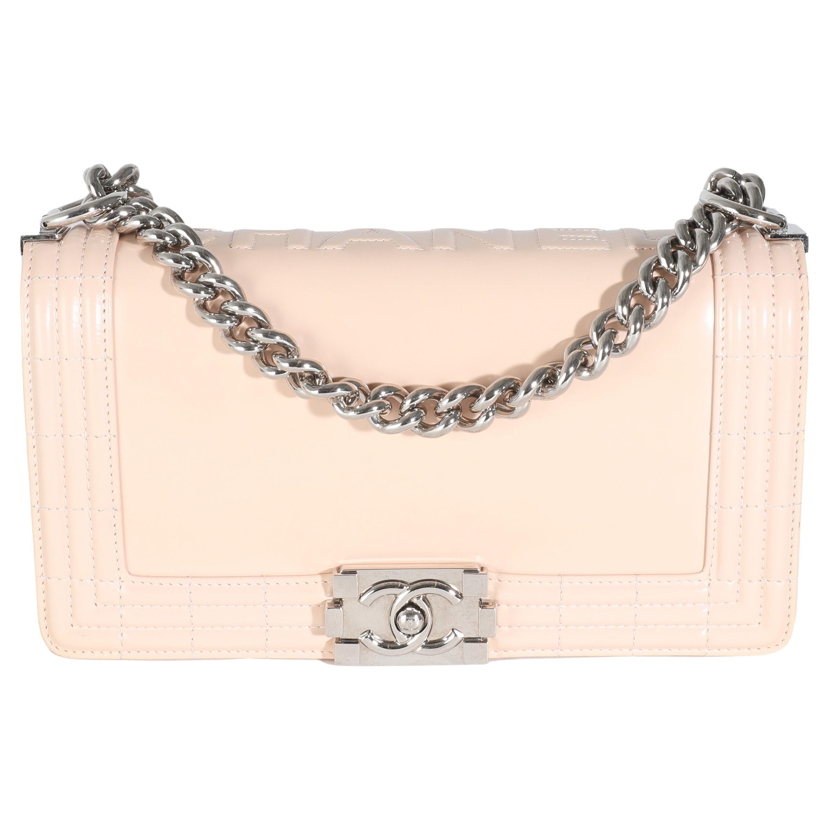 Chanel Beige Glazed Calfskin Old Medium Boy Bag For Sale