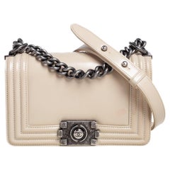 Chanel Beige Glazed Leather Small Boy Flap Bag