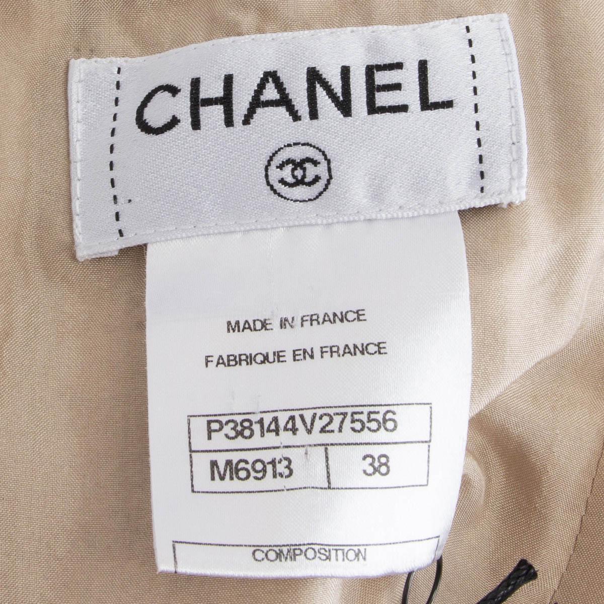 CHANEL beige & gold cotton LUREX TWEED Skirt 38 S 3