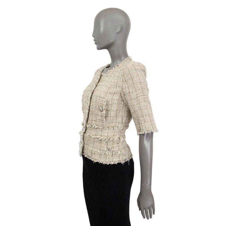$6,850 CHANEL 19P White/Gold Bow Neck Tweed JACKET * FR 44 46 / US 12 - 14  ~ NEW