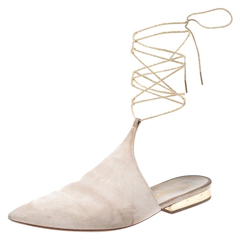 Pointy Toe Wrap Detail Ballet Mules