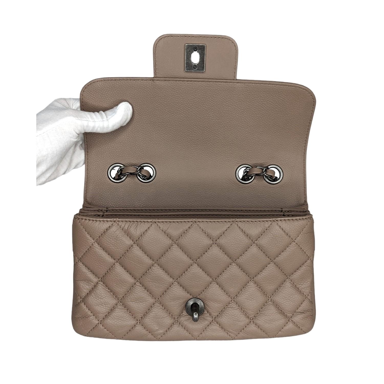Chanel Beige Grained Calfskin All About Flap Bag 3