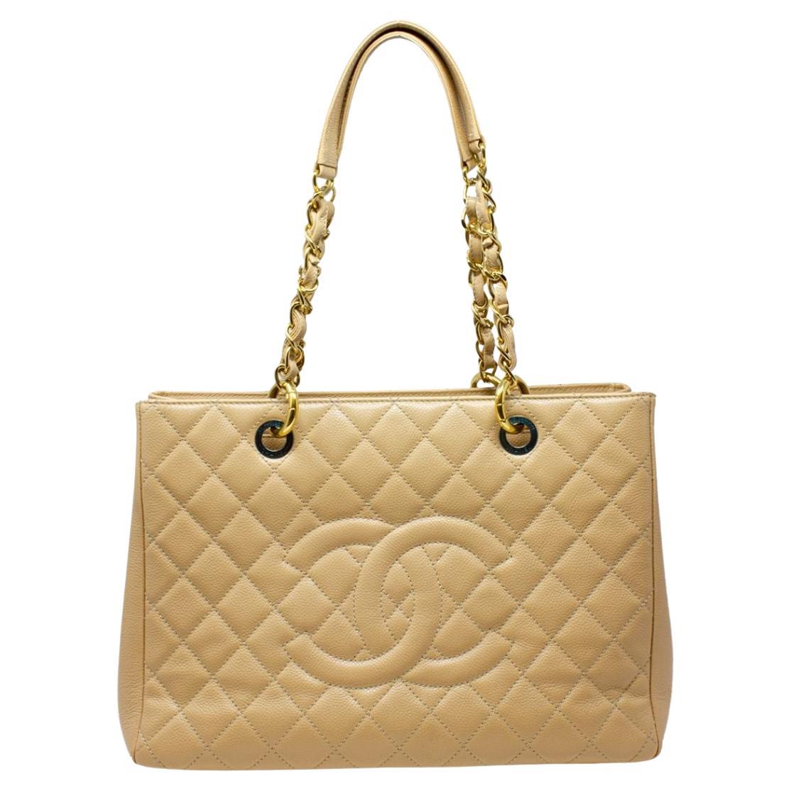 Chanel Beige Grand Shopping Tote For Sale