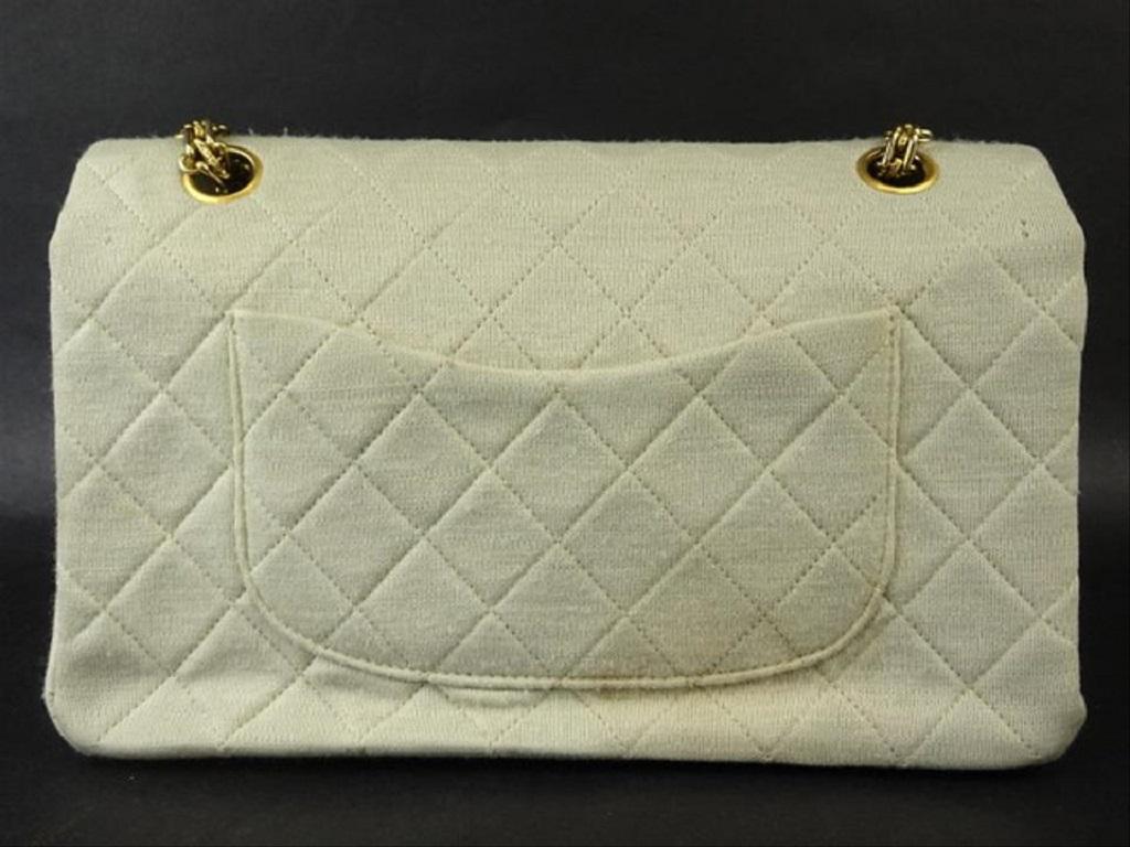 Chanel Beige Greige Quilted Grey Classic Double Flap 215857 1