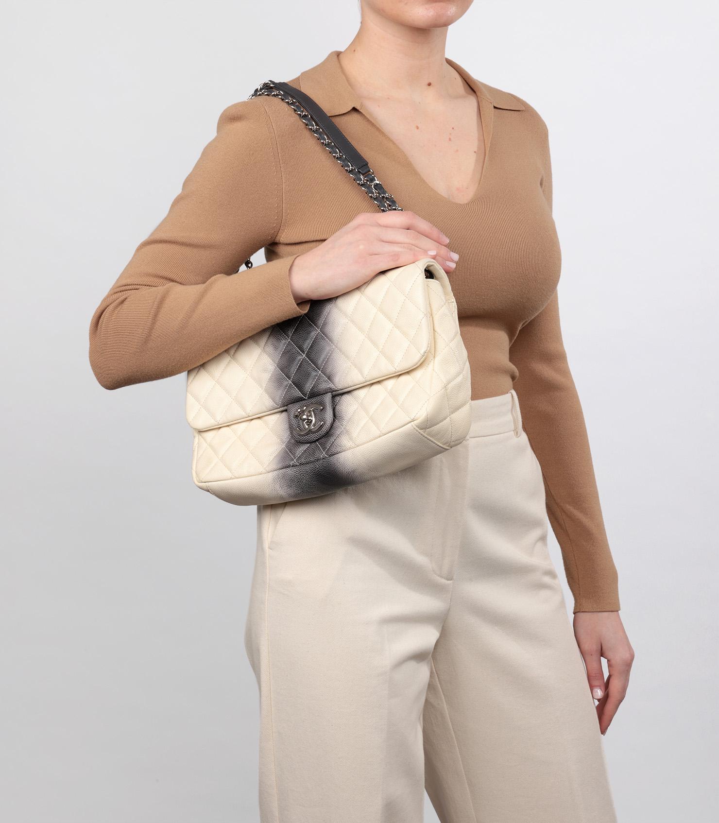 Chanel Beige & Grey Ombre Caviar Leather Jumbo Classic Single Flap Bag

Brand- Chanel
Model- Jumbo Classic Single Flap Bag
Product Type- Crossbody, Shoulder
Serial Number- 17******
Age- Circa 2013
Accompanied By- Chanel Dust Bag
Colour- Beige,