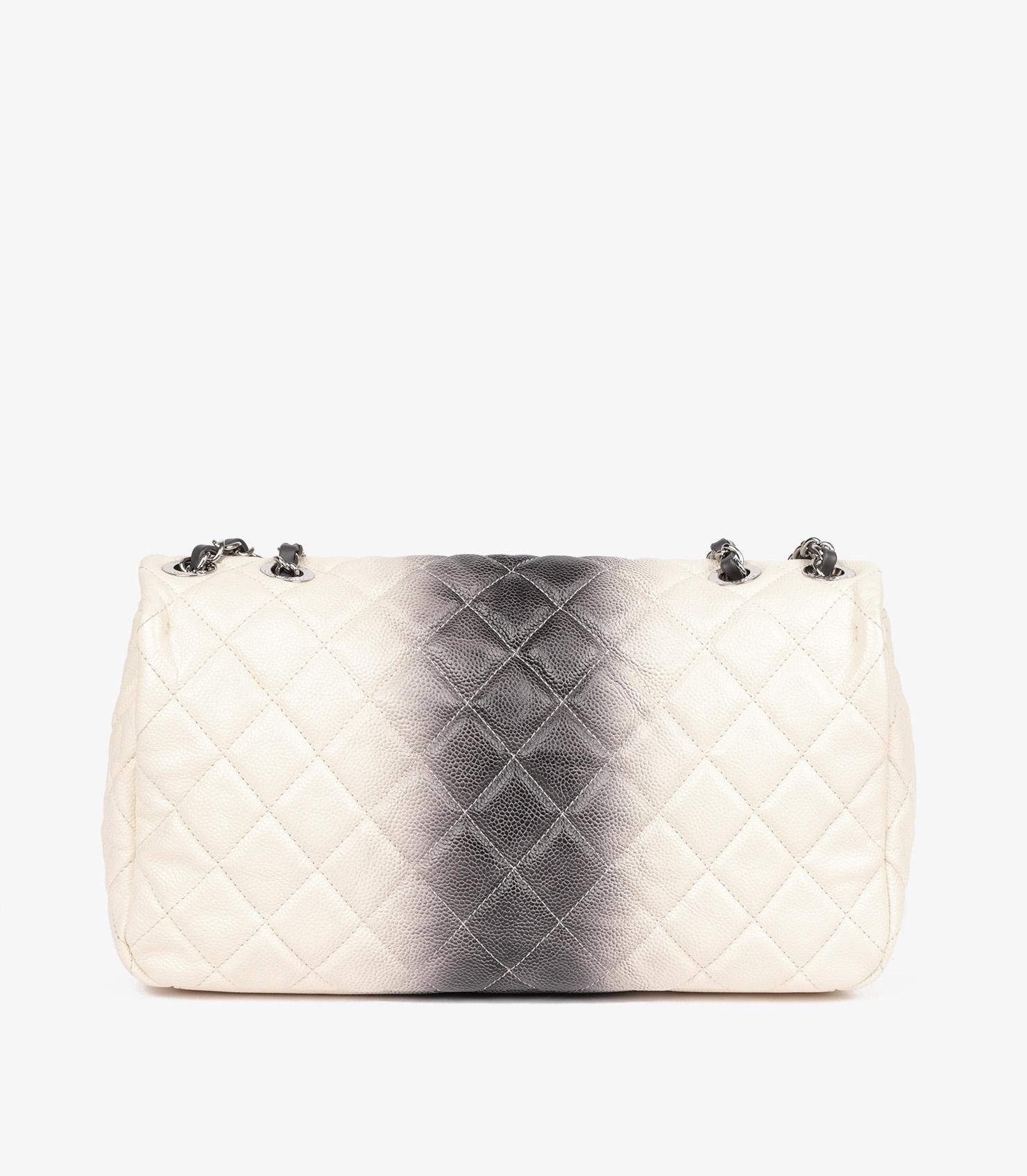 Chanel Beige & Grey Ombre Caviar Leather Jumbo Classic Single Flap Bag 2