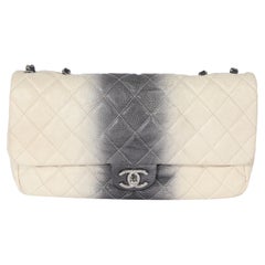 Chanel Beige & Grey Ombré Stripe Caviar Flap Bag