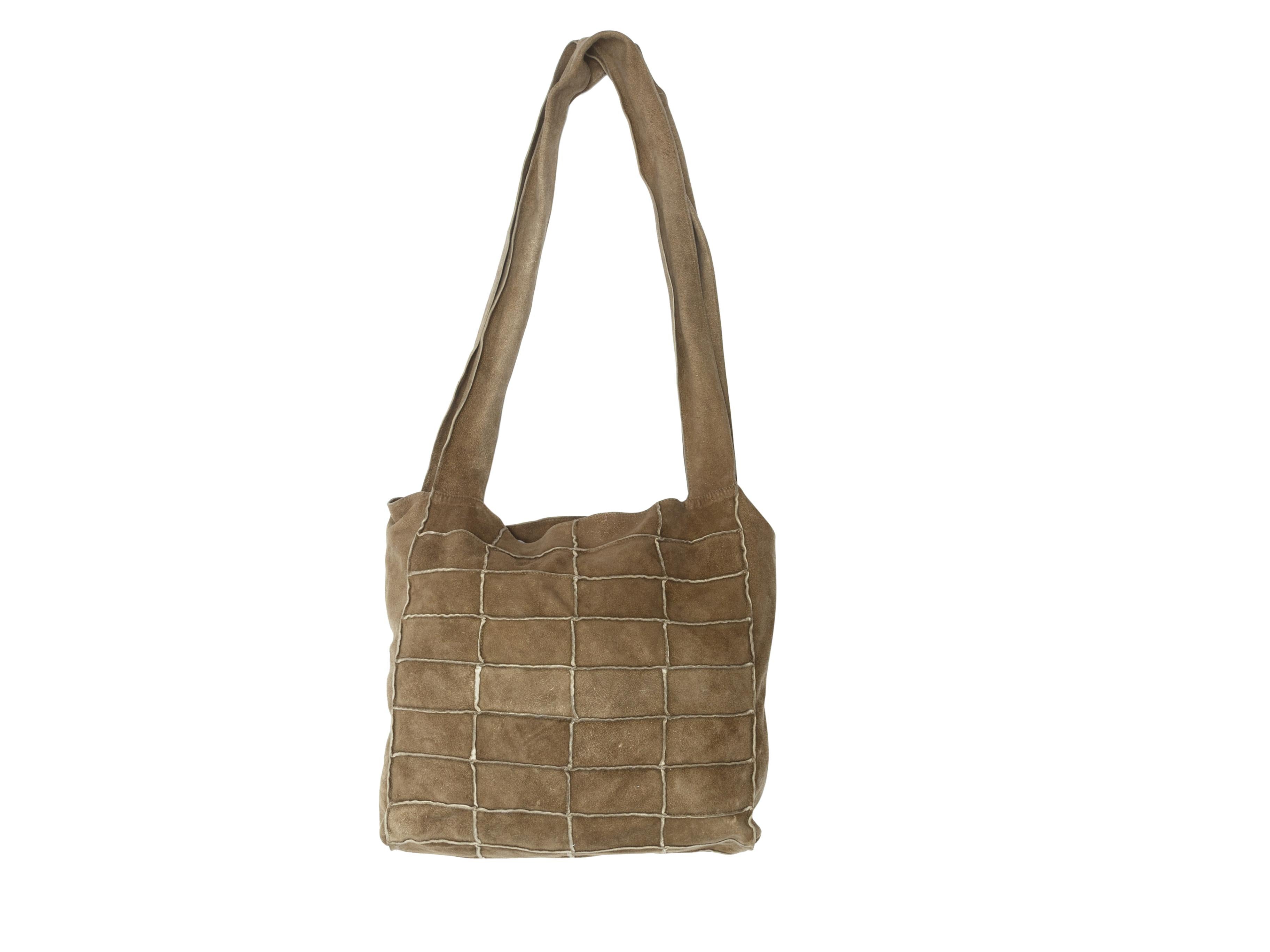 Women's Chanel Beige Grid Patterned Suede Bag