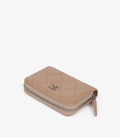 Chanel Beige Iridescent Caviar Leather Zip Around Classic Coin Purse