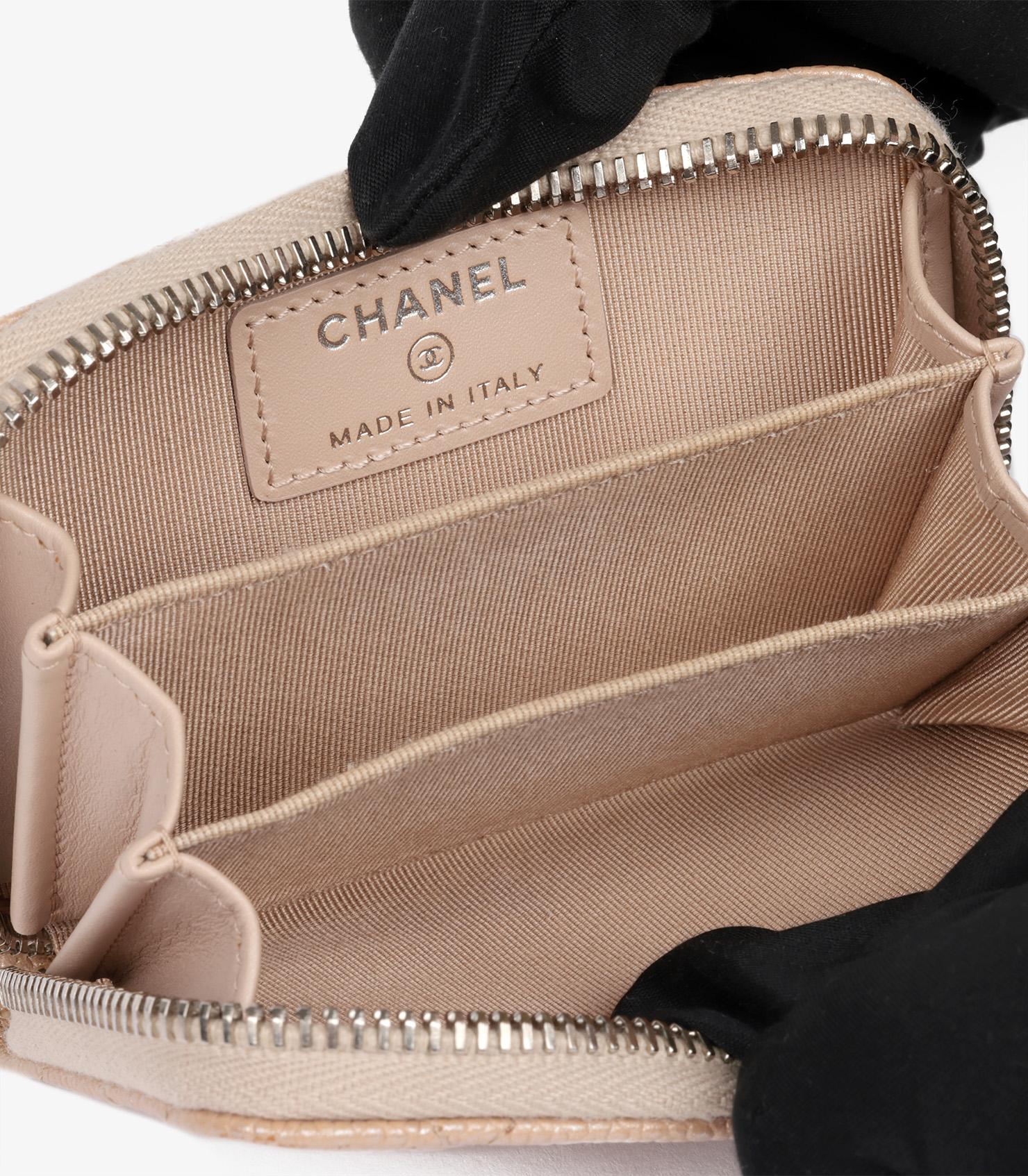 Chanel Beige Iridescent Caviar Leather Zip Around Classic Coin Purse 1