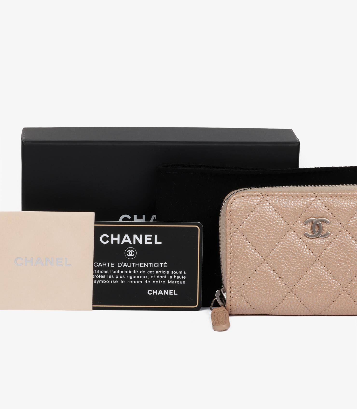 Chanel Beige Iridescent Caviar Leather Zip Around Classic Coin Purse 2