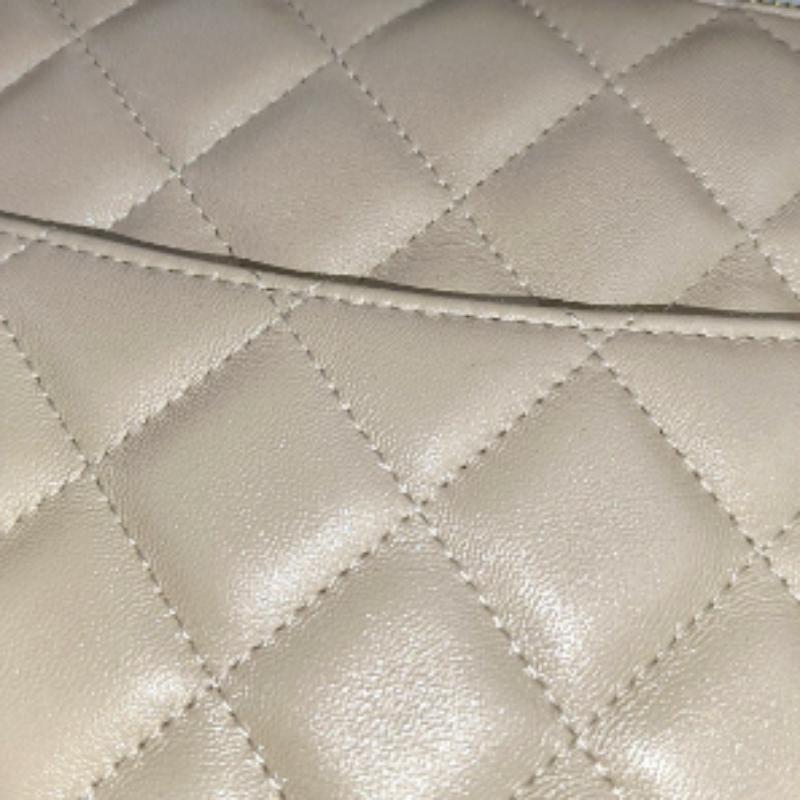 Chanel Beige Iridescent Lambskin Quilted Pouch with Mini Flap Purse 7