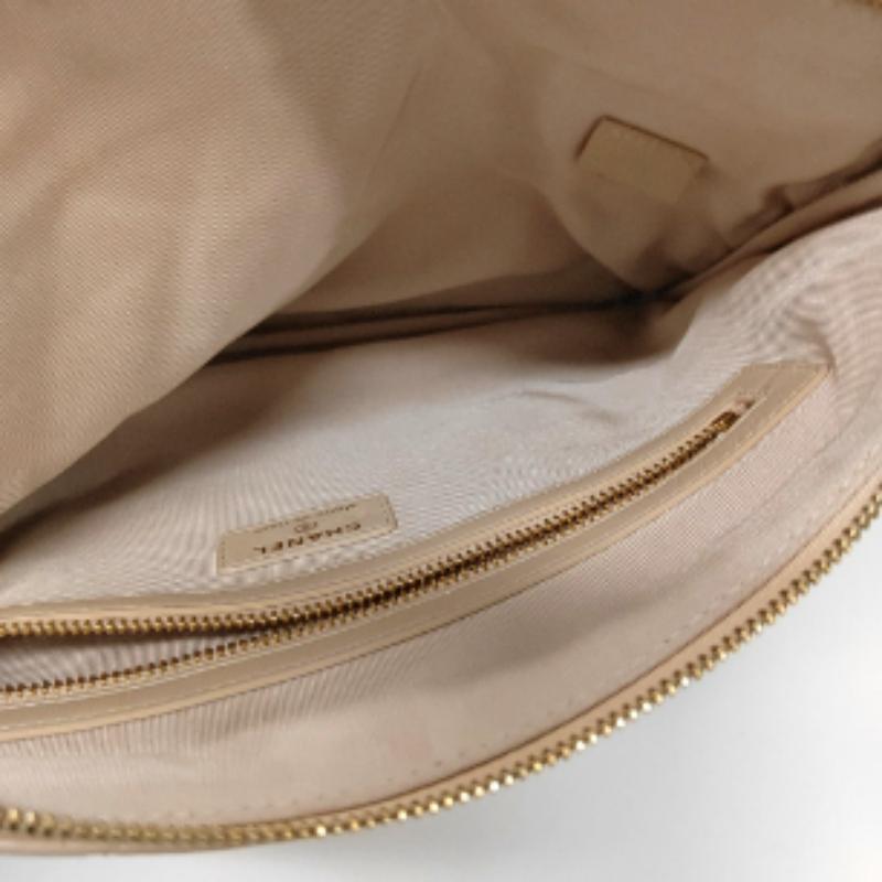 Women's Chanel Beige Iridescent Lambskin Quilted Pouch with Mini Flap Purse