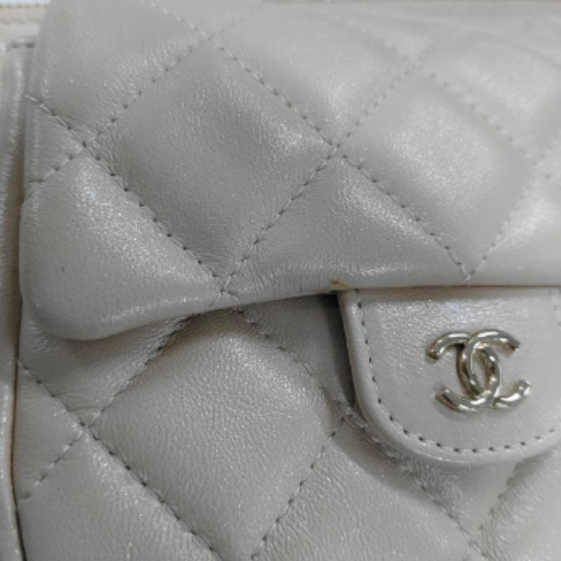 Chanel Beige Iridescent Lambskin Quilted Pouch with Mini Flap Purse 3