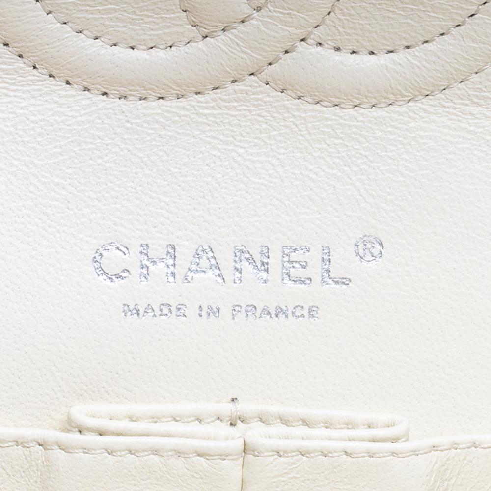 Chanel Beige/Elfenbein Gesteppte Canvas Faux Pearl Double Flap Umhängetasche 5