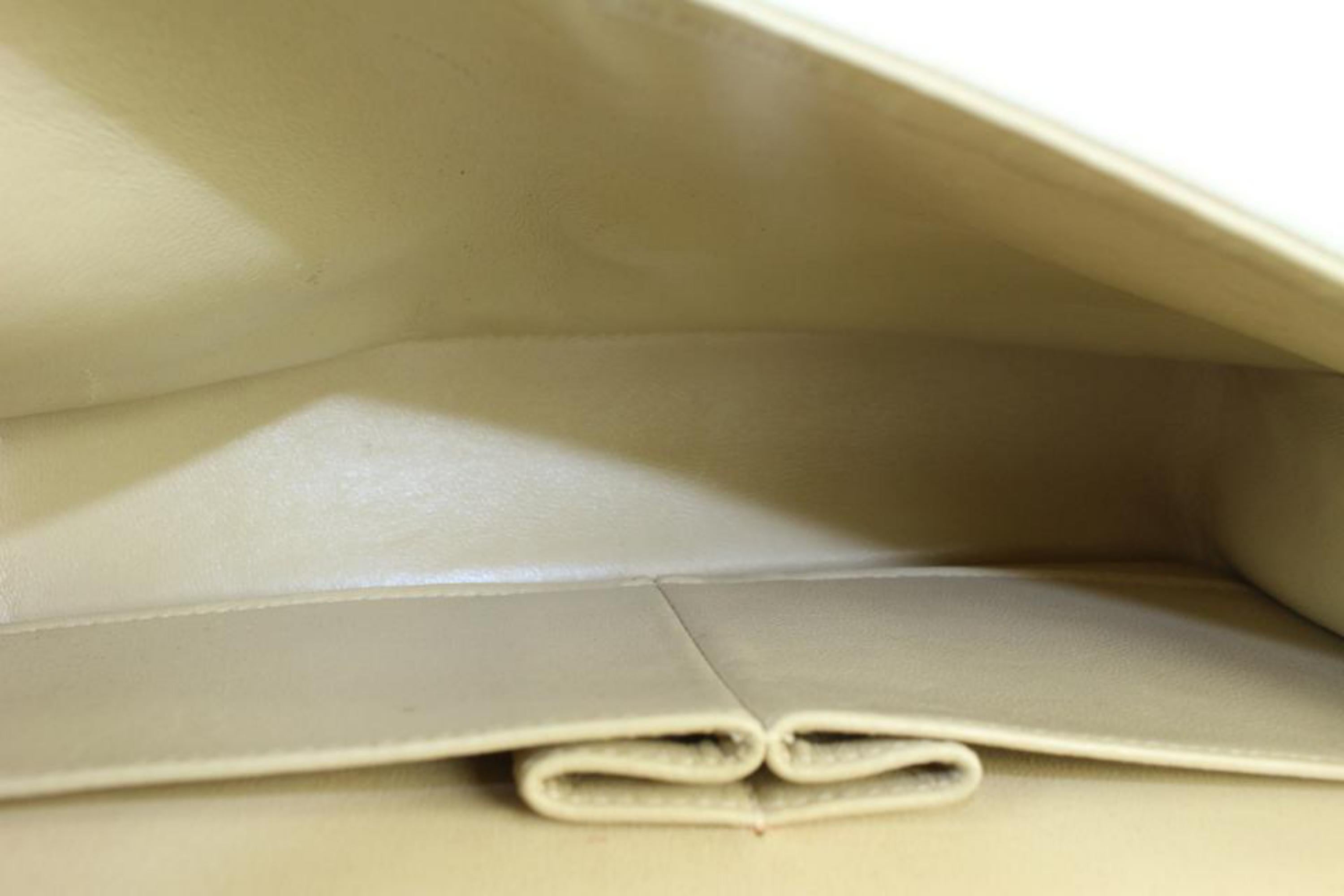Chanel Beige Elfenbein Gesteppt Jersey Canvas Medium Klassische Doppelklappe 114c43 im Angebot 6