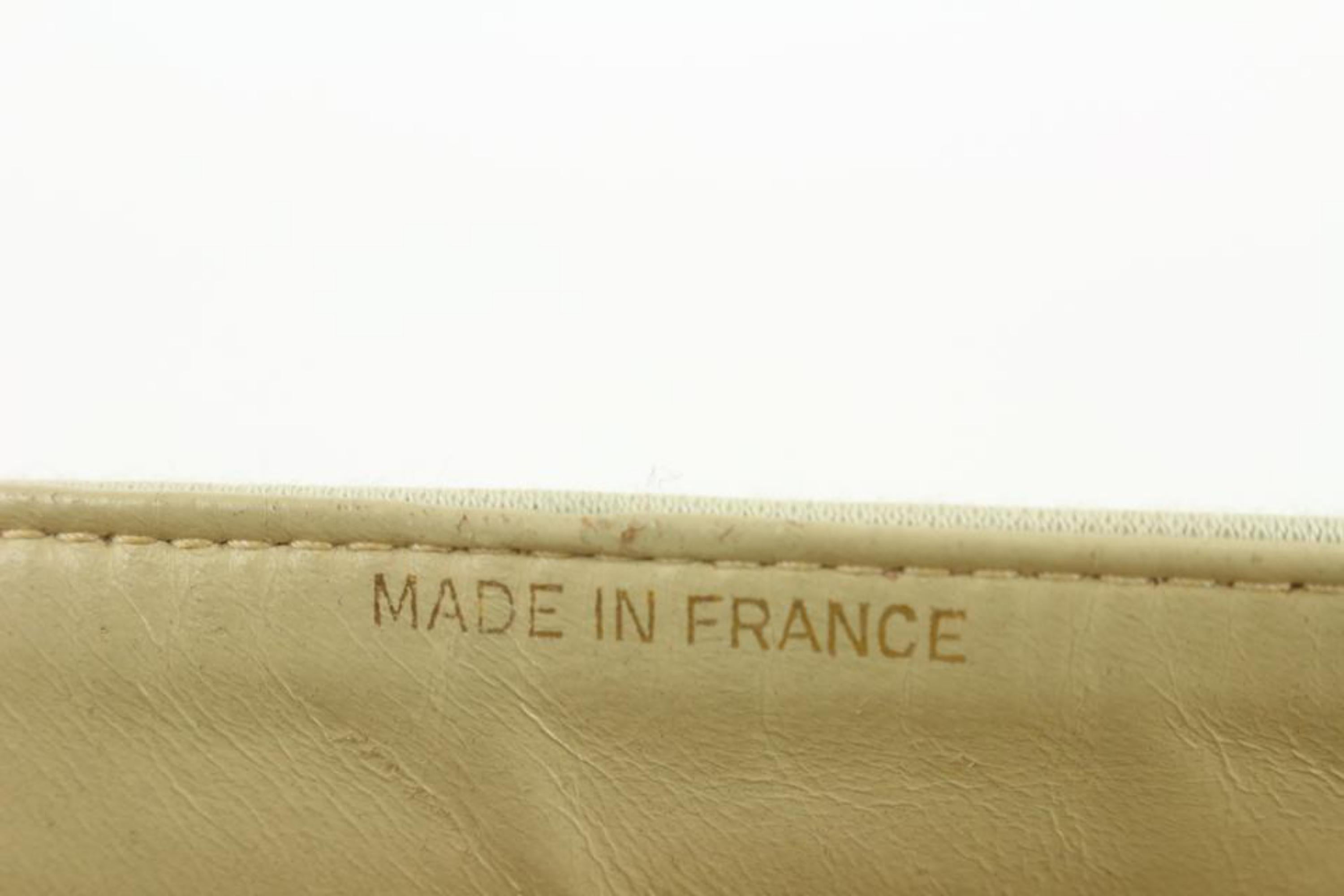 Chanel Beige Elfenbein Gesteppt Jersey Canvas Medium Klassische Doppelklappe 114c43 im Angebot 8