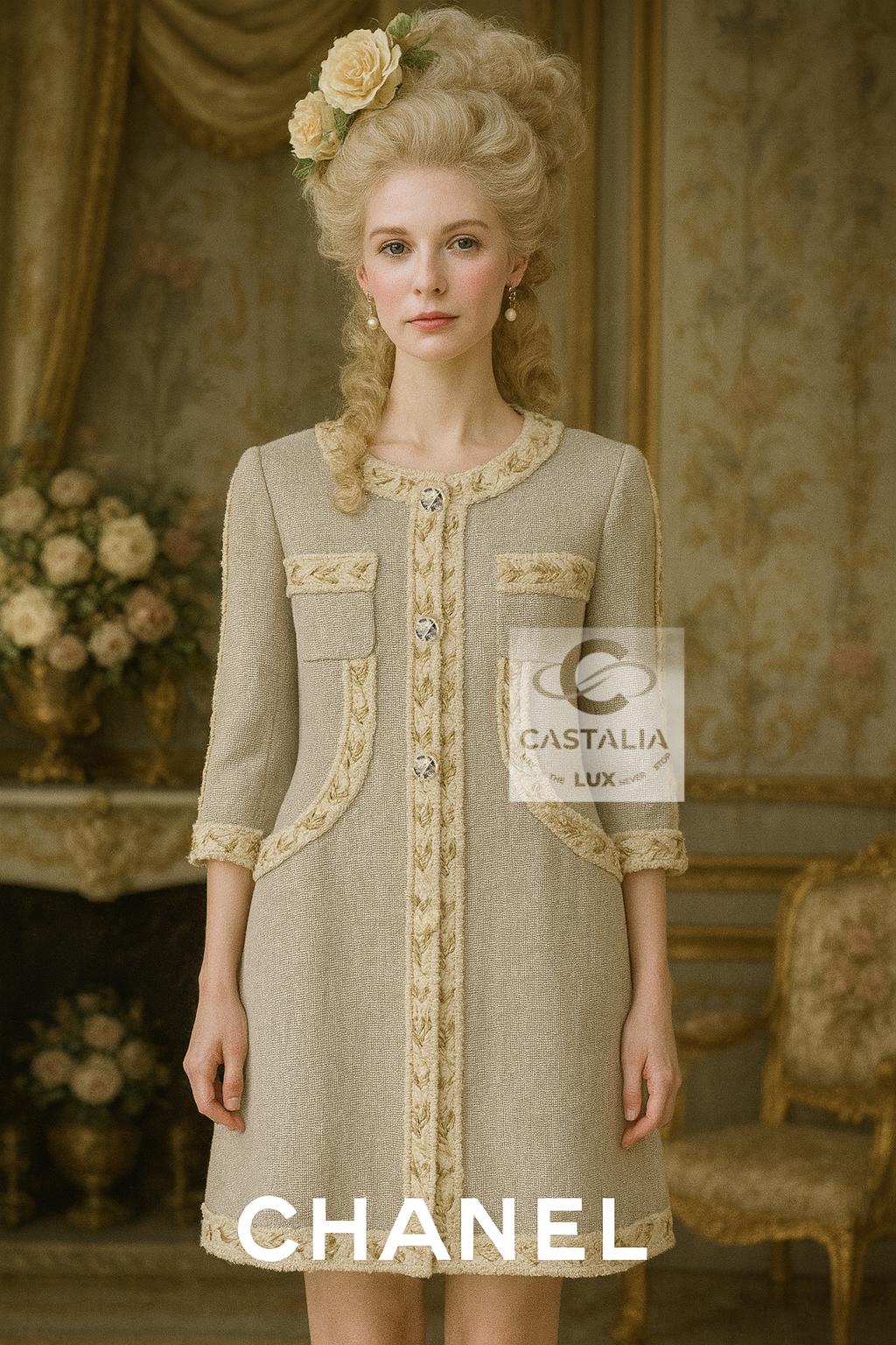 ~ Un'ode alla chiarezza pastorale attraverso la lente della precisione parigina. 

- questa giacca Chanel della sfilata COUNTRYSIDE della primavera 2010 cattura la serenità del lino, esaltata dalla devozione artigianale.

~ Un pezzo di eleganza