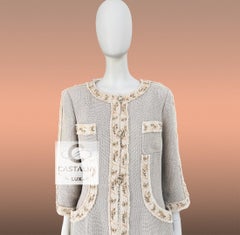Chanel Beige Jacket with CC Wheelbarrow Buttons 44 FR