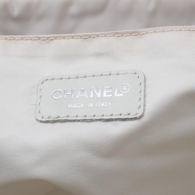 Women's Chanel Beige Jacquard Travel Ligne Laptop Bag