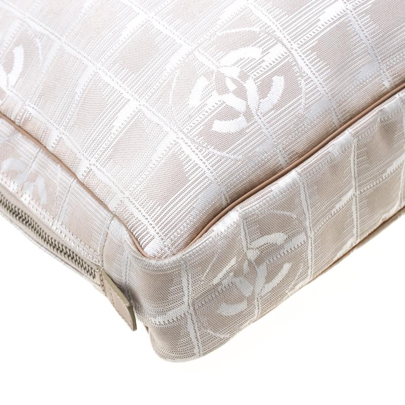 Women's Chanel Beige Jacquard Travel Ligne Laptop Bag