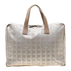 Chanel Beige Jacquard Travel Ligne Laptop Bag