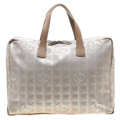 Chanel Beige Jacquard Travel Ligne Laptop Bag