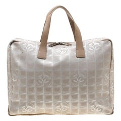 Chanel Beige Jacquard Travel Ligne Laptop Bag