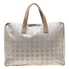 Used Chanel Beige Jacquard Travel Ligne Laptop Bag