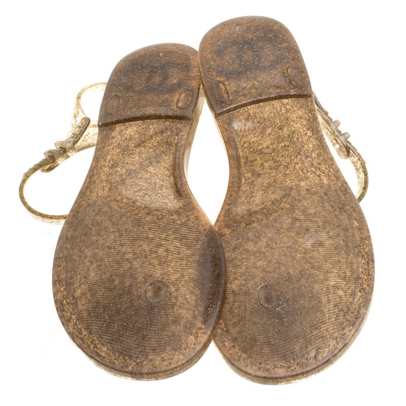 Chanel Beige Jelly Camellia Flower Sandals Size 39 3