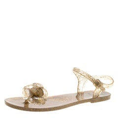 Chanel Beige Jelly Camellia Flower Sandals Size 39