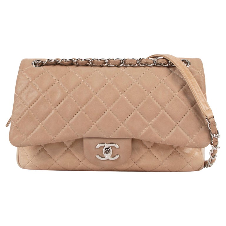 Chanel Beige Jumbo Classic Easy Flap Bag at 1stDibs