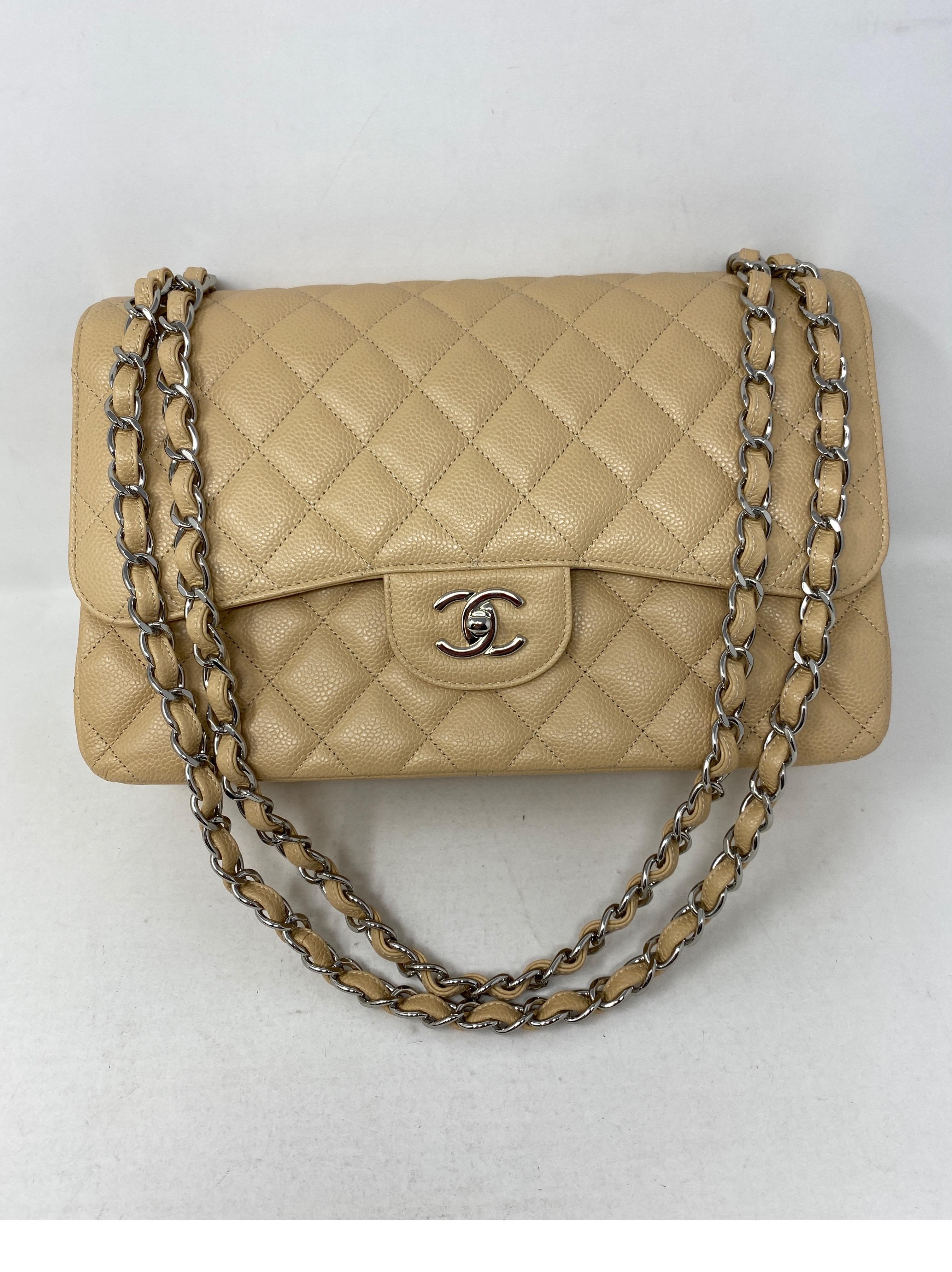 Chanel Beige Jumbo Double Flap Bag 13