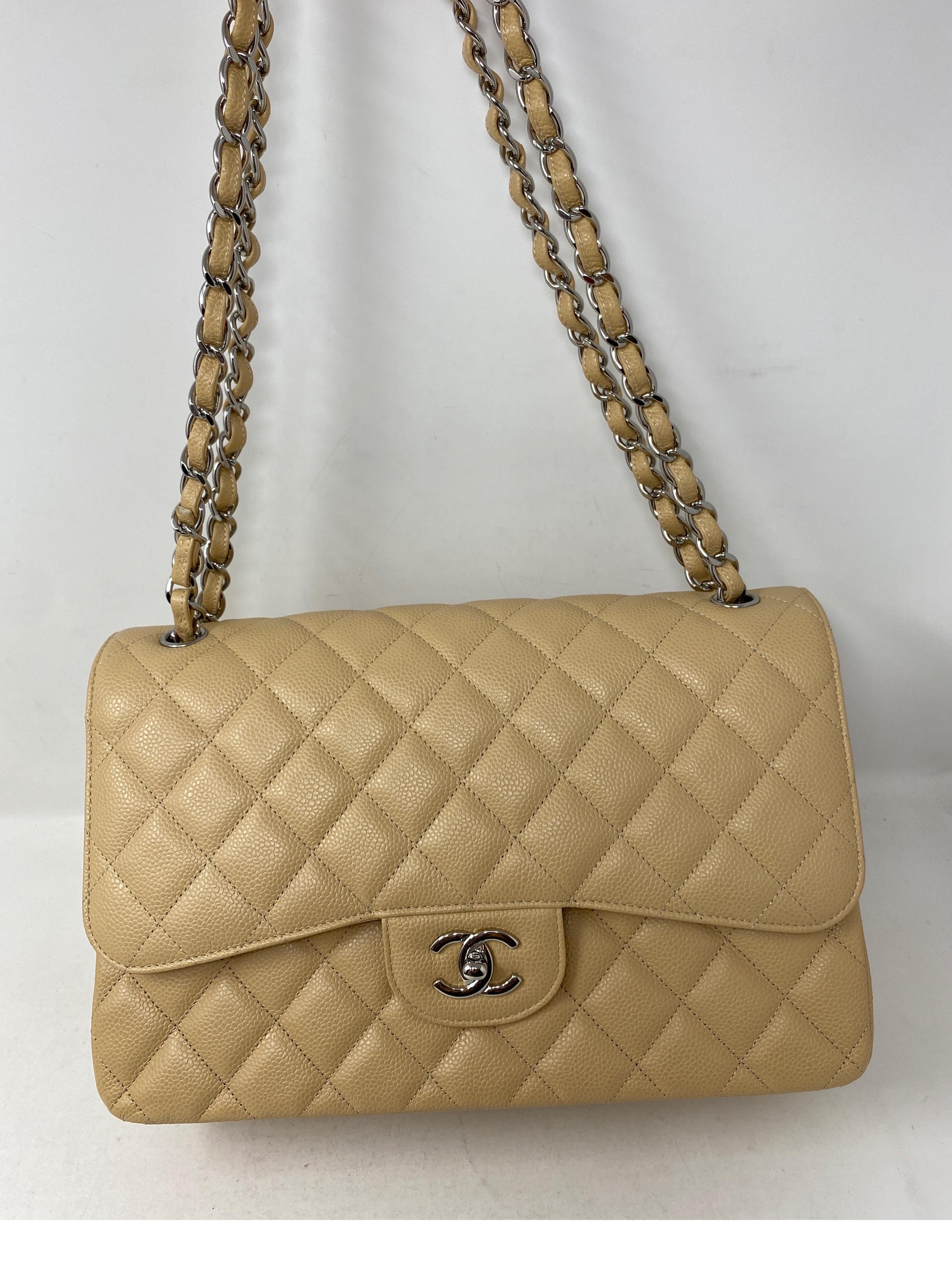 Chanel Beige Jumbo Double Flap Bag 14